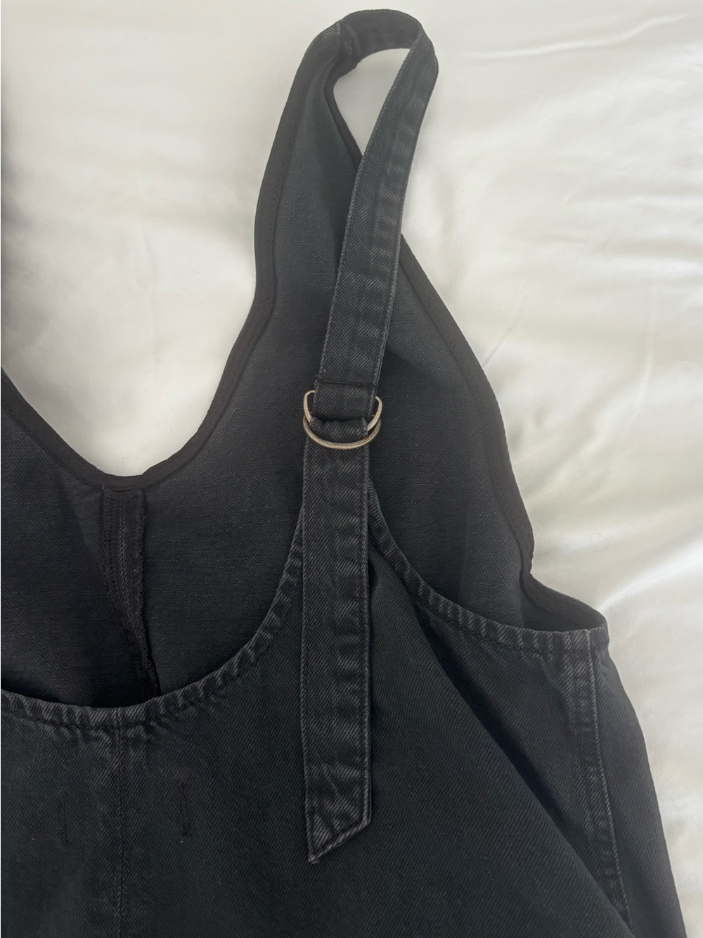 Free People We the Free High Roller Black Denim Shortall Overall Large - Picture 6 of 10